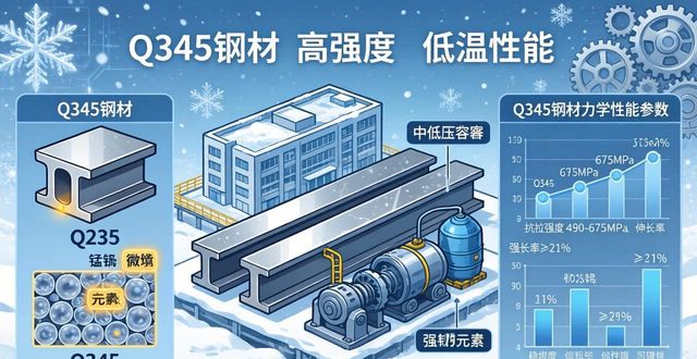 Q345钢材屈服强度随厚度变化，等级A-E耐-40℃低温