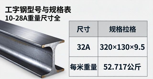 工字钢型号规格_工字钢材规格表_不同工字钢尺寸重量
