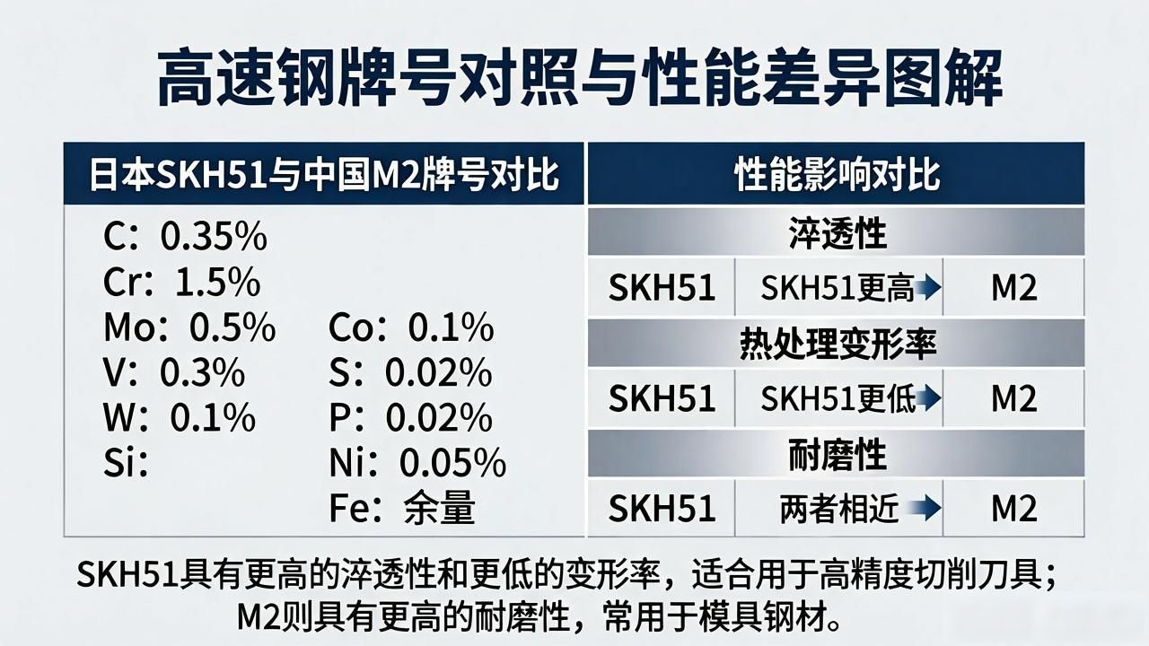 日本SKH51对应中国什么牌号？M2高速钢对照表