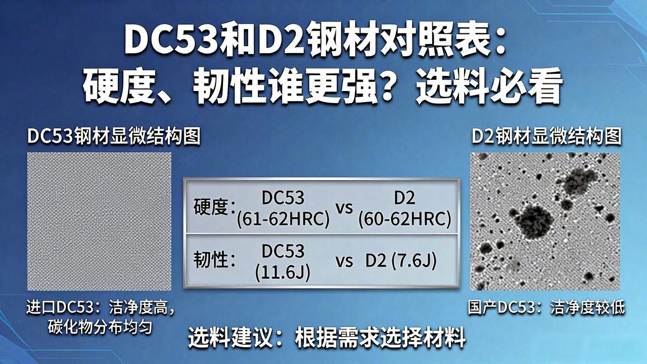 DC53和D2钢材对照表：硬度、韧性谁更强？选料必看