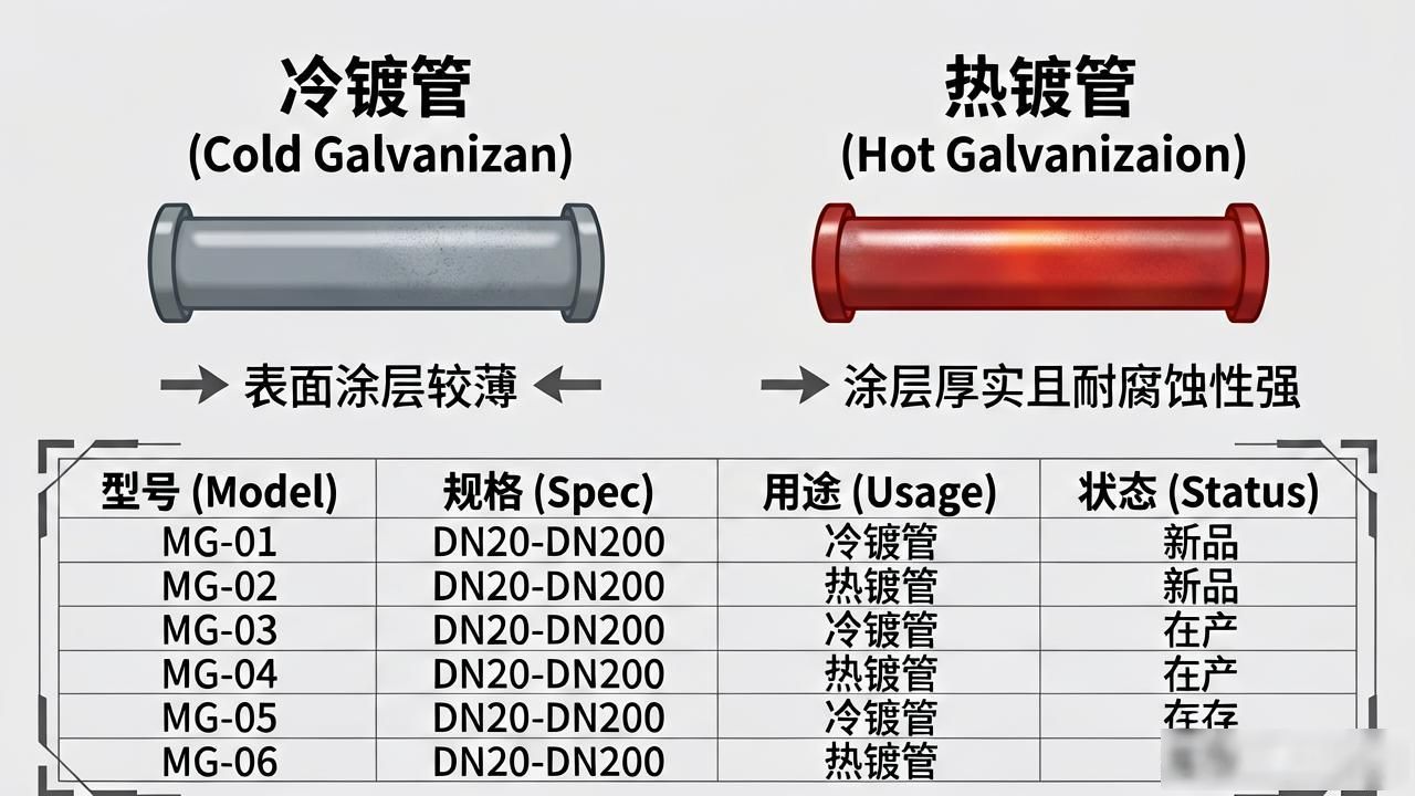 镀锌钢材型号大全，一看就懂的规格表