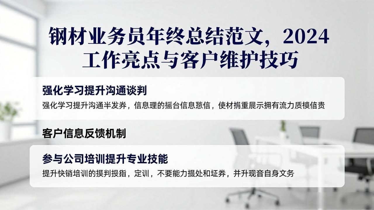 钢材业务员年终总结范文,2024工作亮点与客户维护技巧