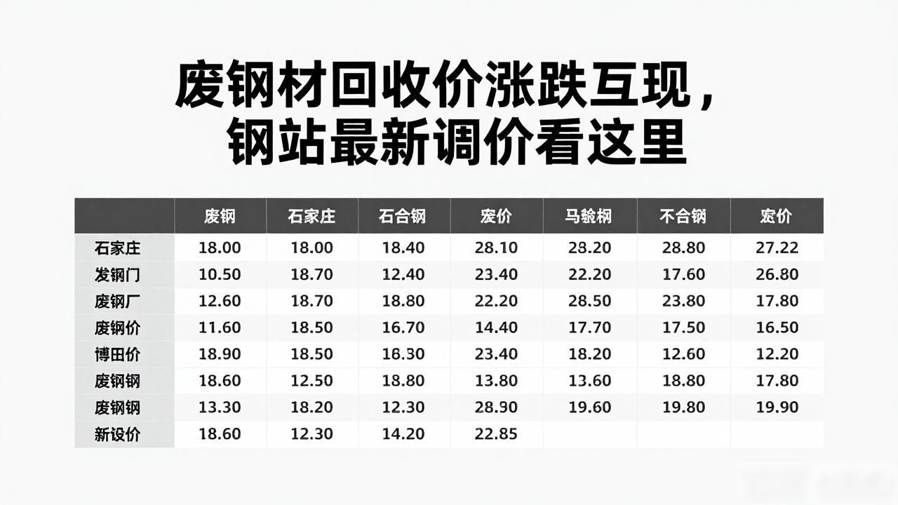 废钢材回收价涨跌互现,钢厂最新调价看这里