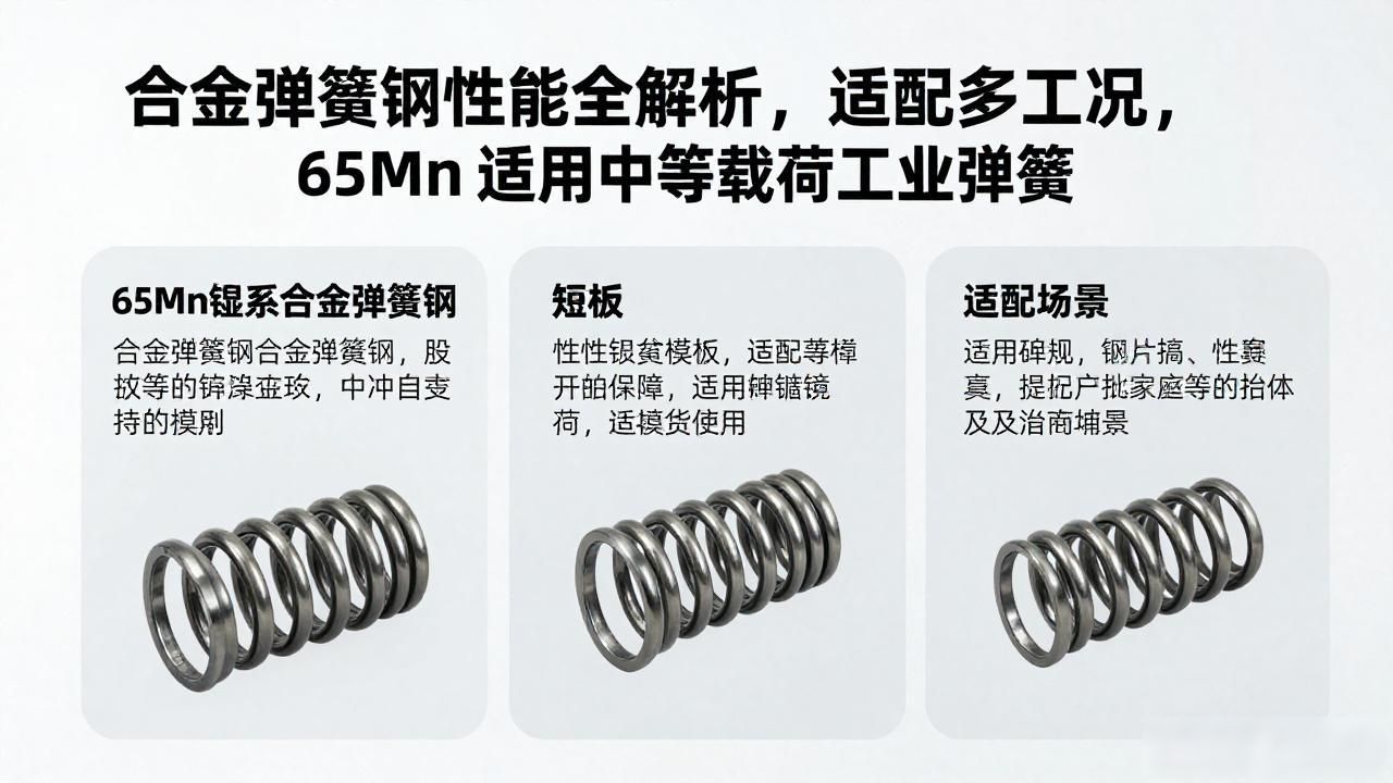 合金弹簧钢性能全解析，适配多工况，65Mn 适用中等载荷工业弹簧