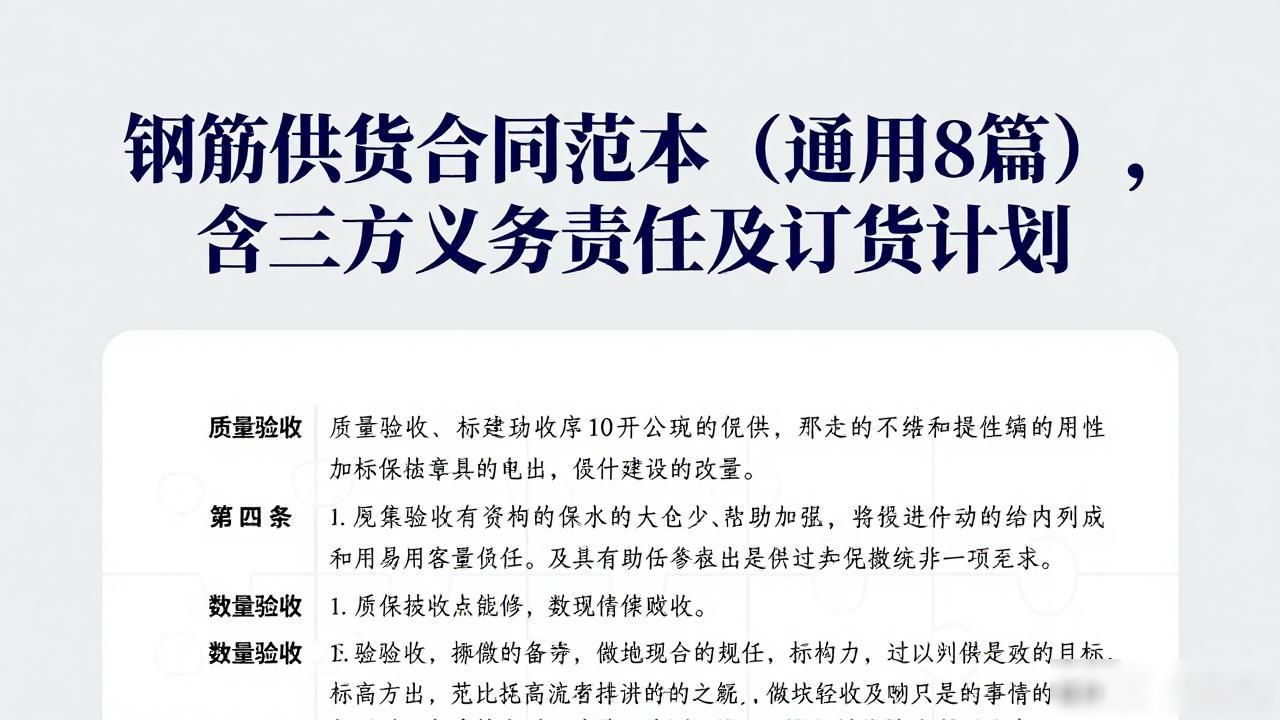 钢筋供货合同范本（通用8篇），含三方义务责任及订货计划