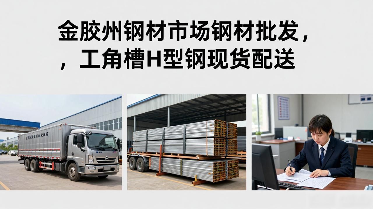 金胶州钢材市场钢材批发，工角槽H型钢现货配送