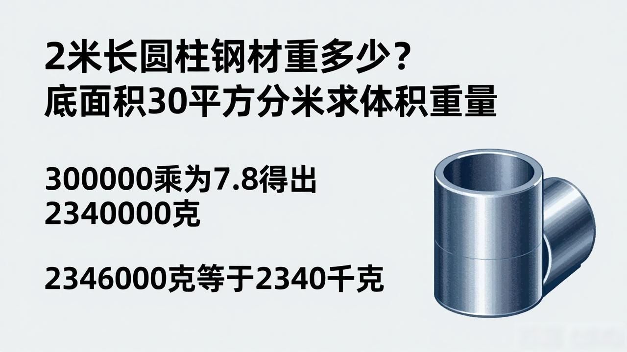 有一根长2米的圆柱形钢材_圆柱的体积计算_立体图形应用题