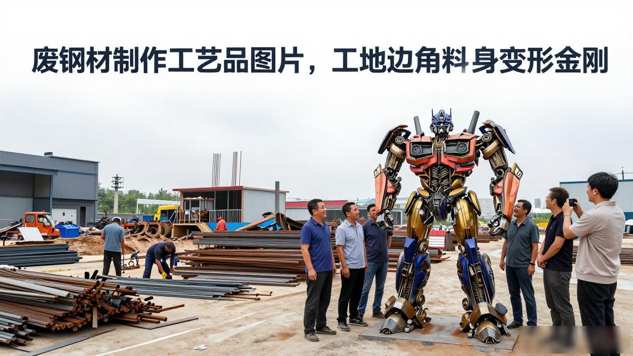 废钢材制作工艺品图片，工地边角料变身变形金刚