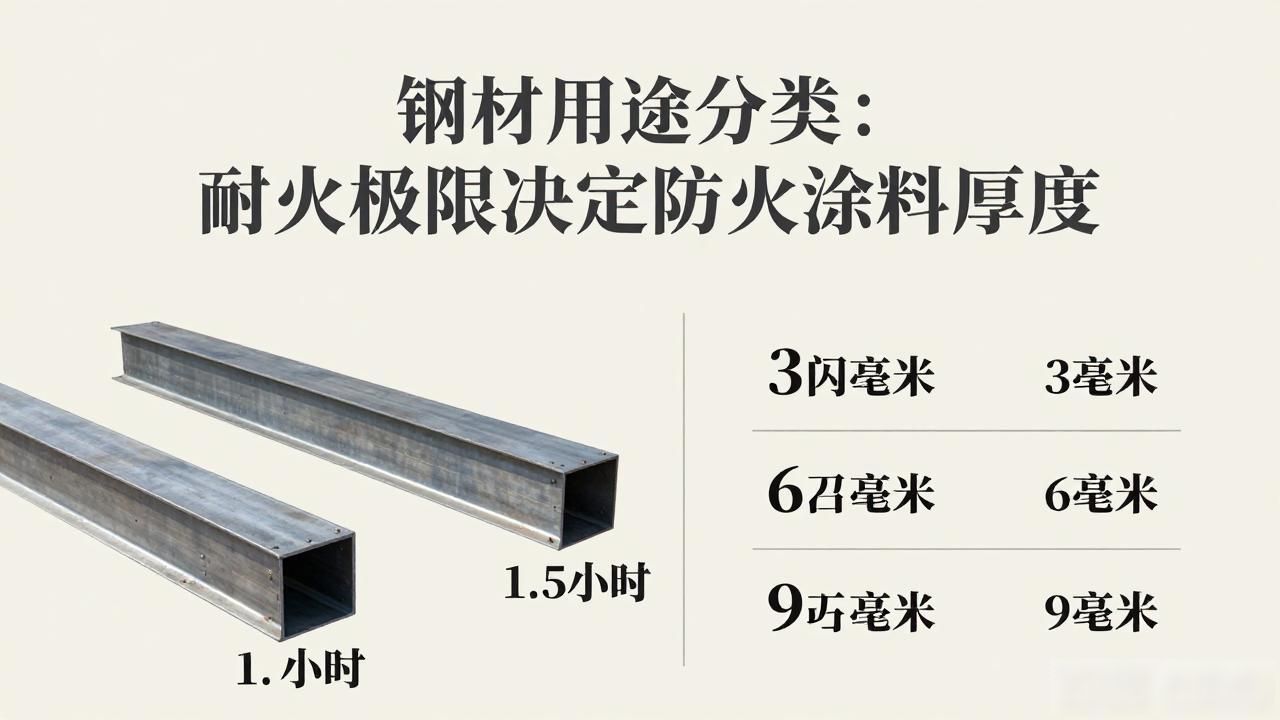 涂覆厚度与耐火时间对应关系_钢材用途分类_钢结构耐火极限涂覆厚度