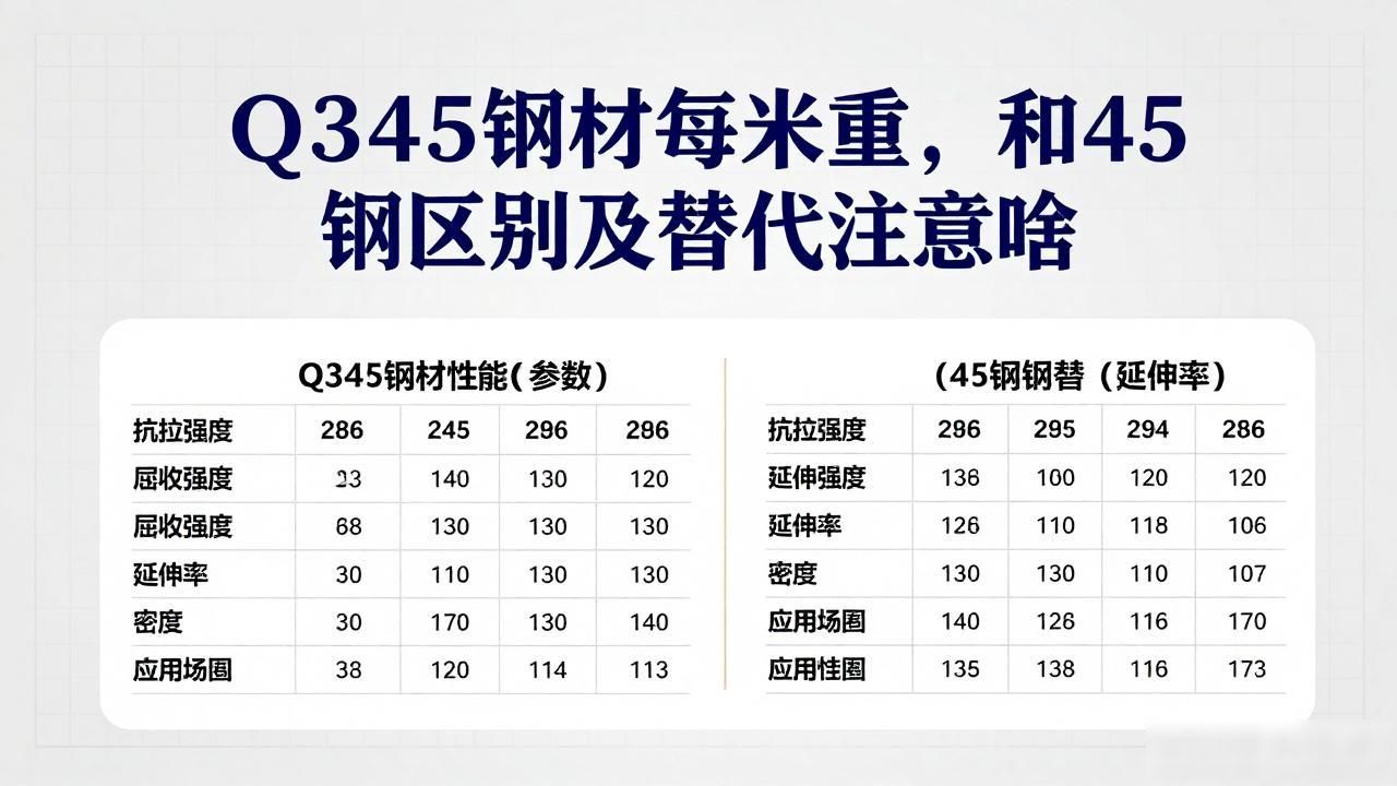 q345钢材每米重，和45钢区别及替代注意啥