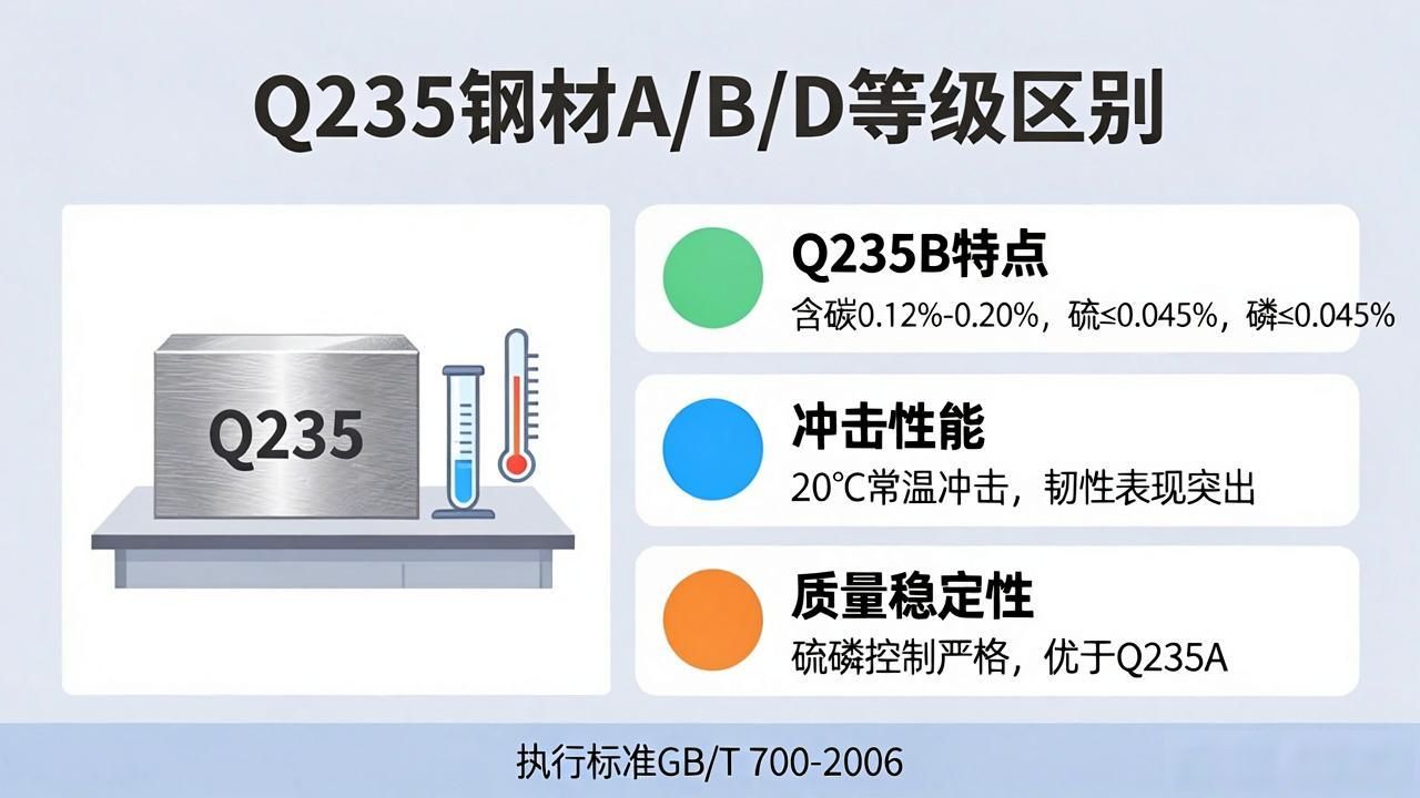 Q235A Q235B Q235C Q235D性能比较_Q235钢材种类区别_q235钢材的屈服强度
